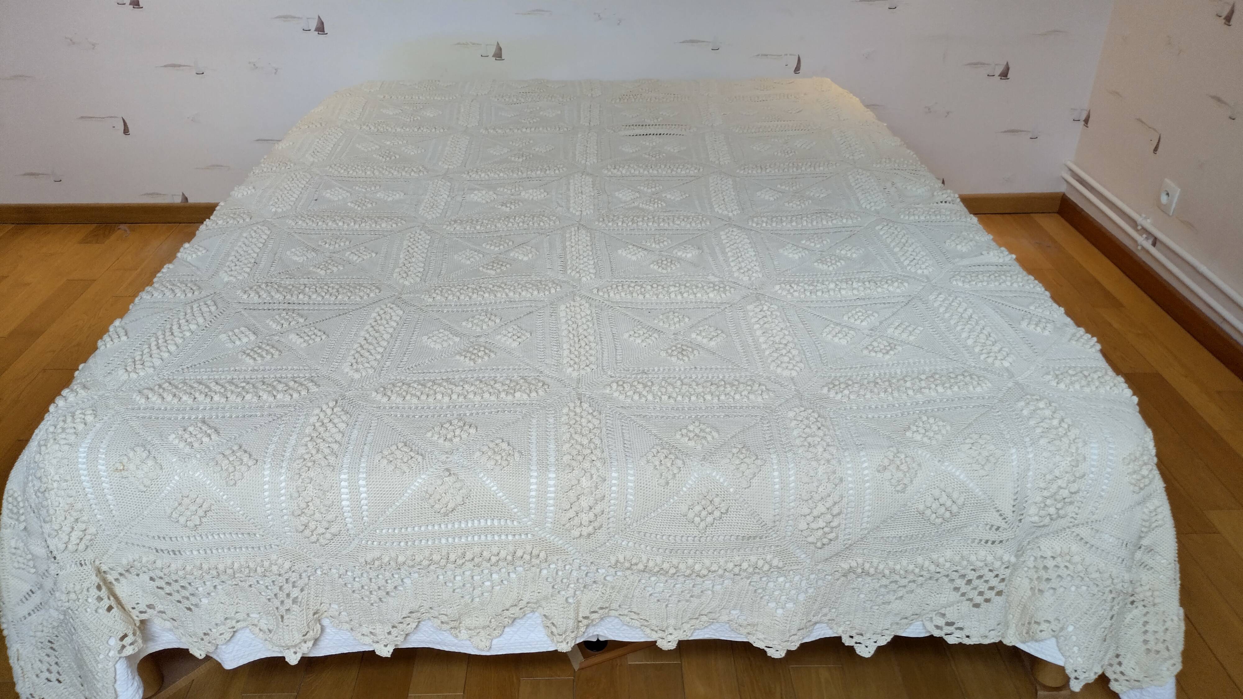 Couvre lit 2 personnes crochet fait main