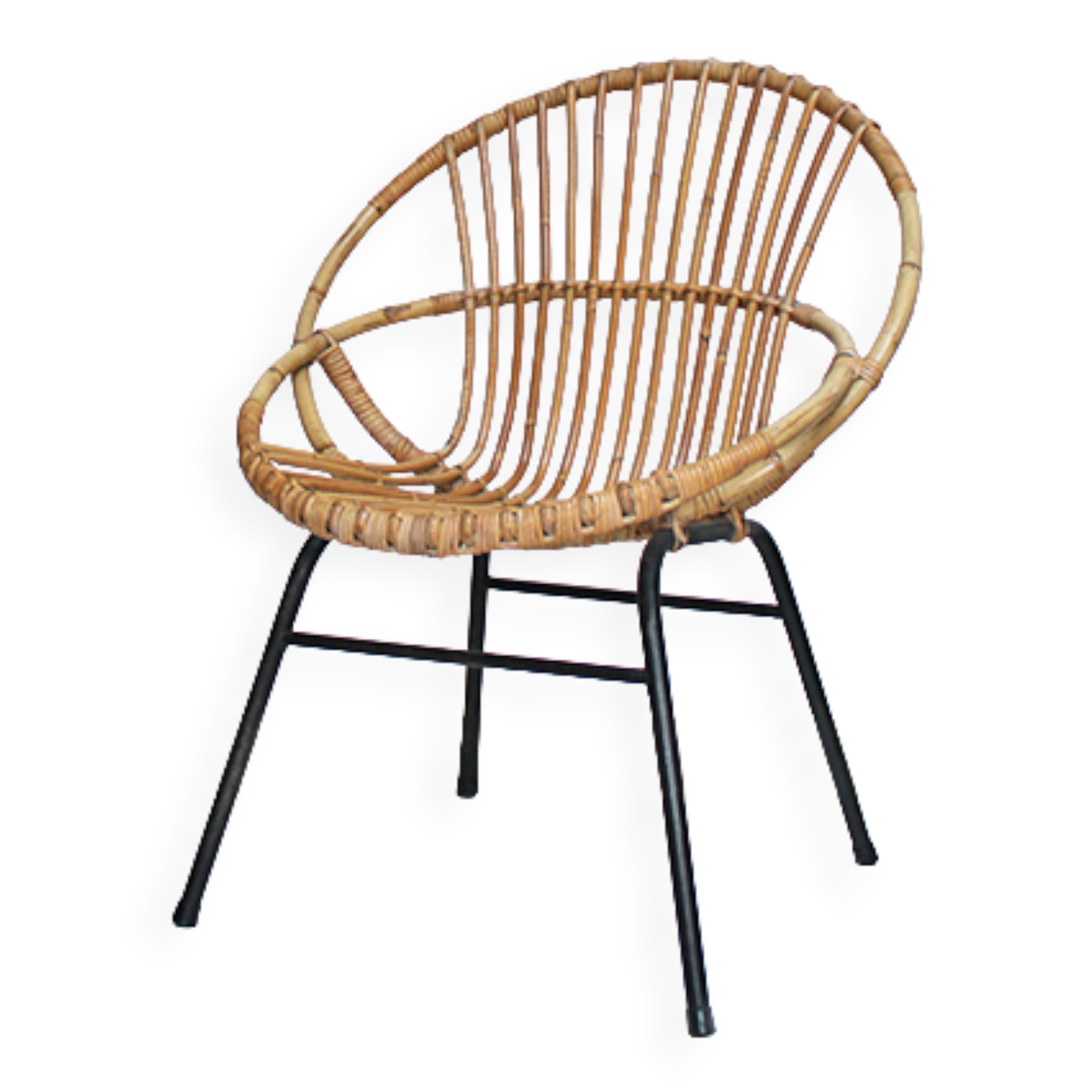 Rattan armchair feet metal