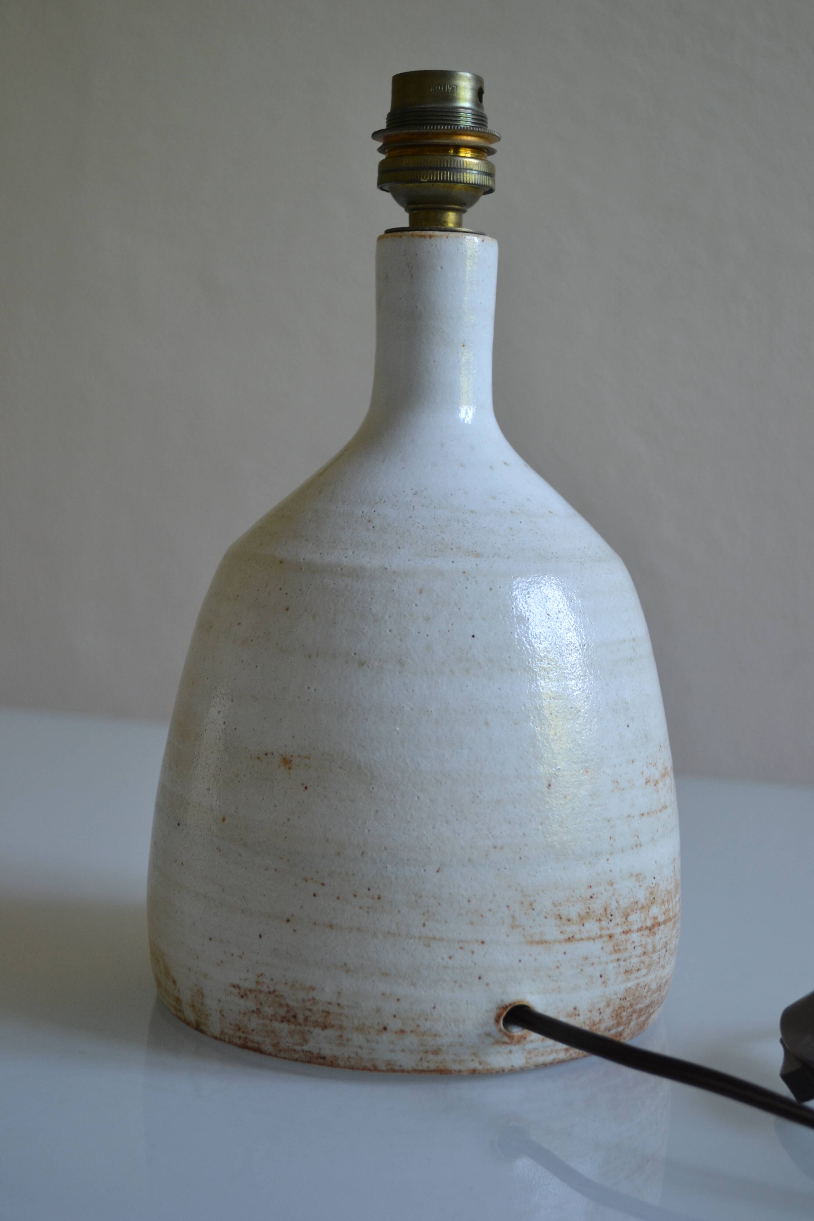 terracotta lamp base, modernist stoneware, France, 1970s