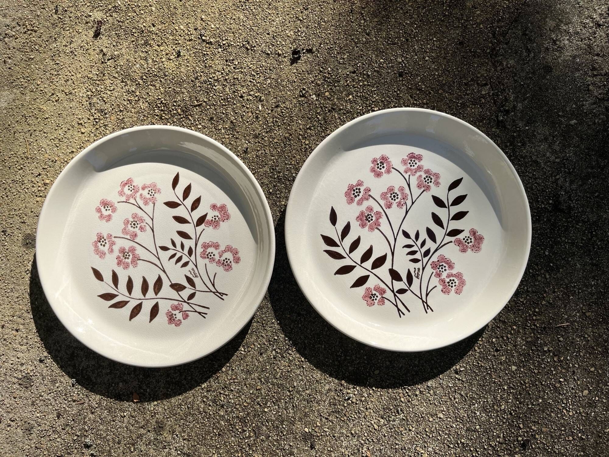 2 large vintage plates 24 cm flower pattern manufacture May