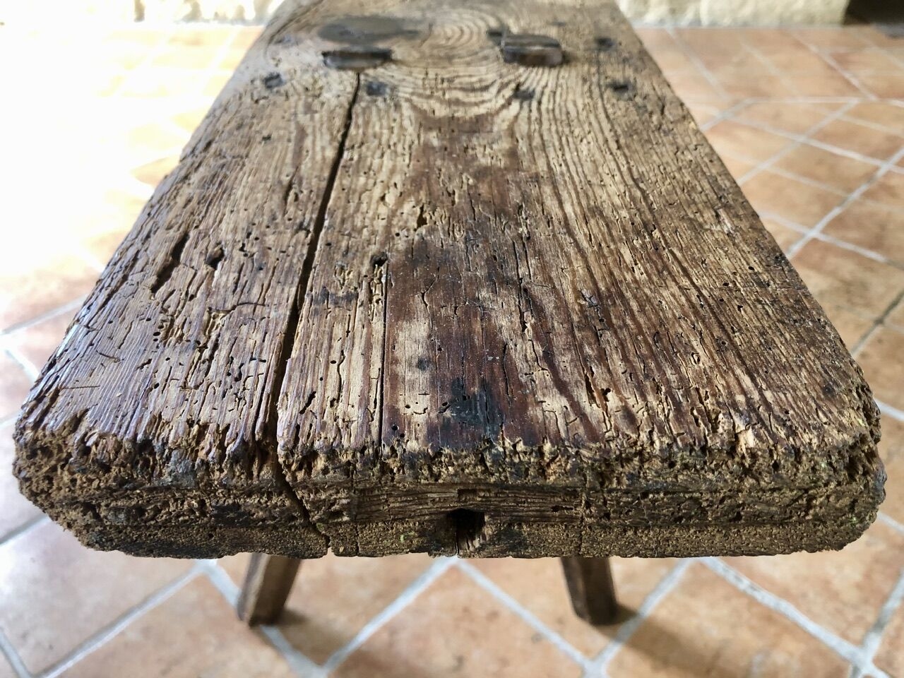 Oak farmhouse bench, circa 40's /50's