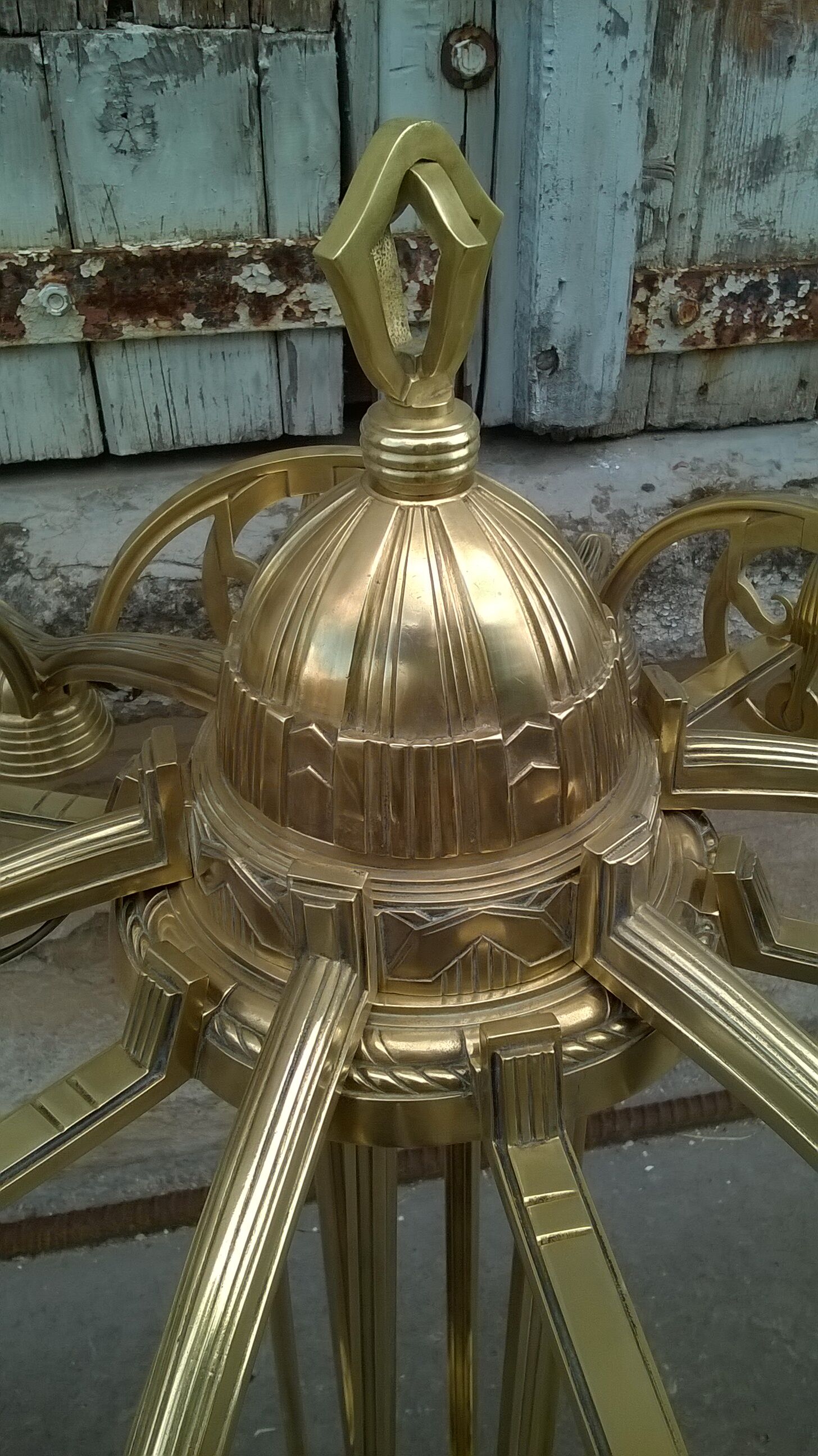 Bronze chandelier and brass art deco period