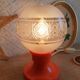Retro orange table lamp and 70s glass globe
