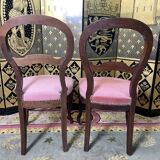 Suite of 6 Louis Philippe pink velvet chairs