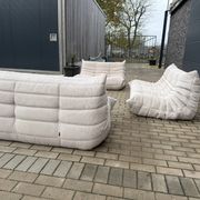 Ligne Roset Togo 3-seater and 2 x 2-seaters in beige corduroy.