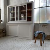 Library showcase ivory white sliding doors