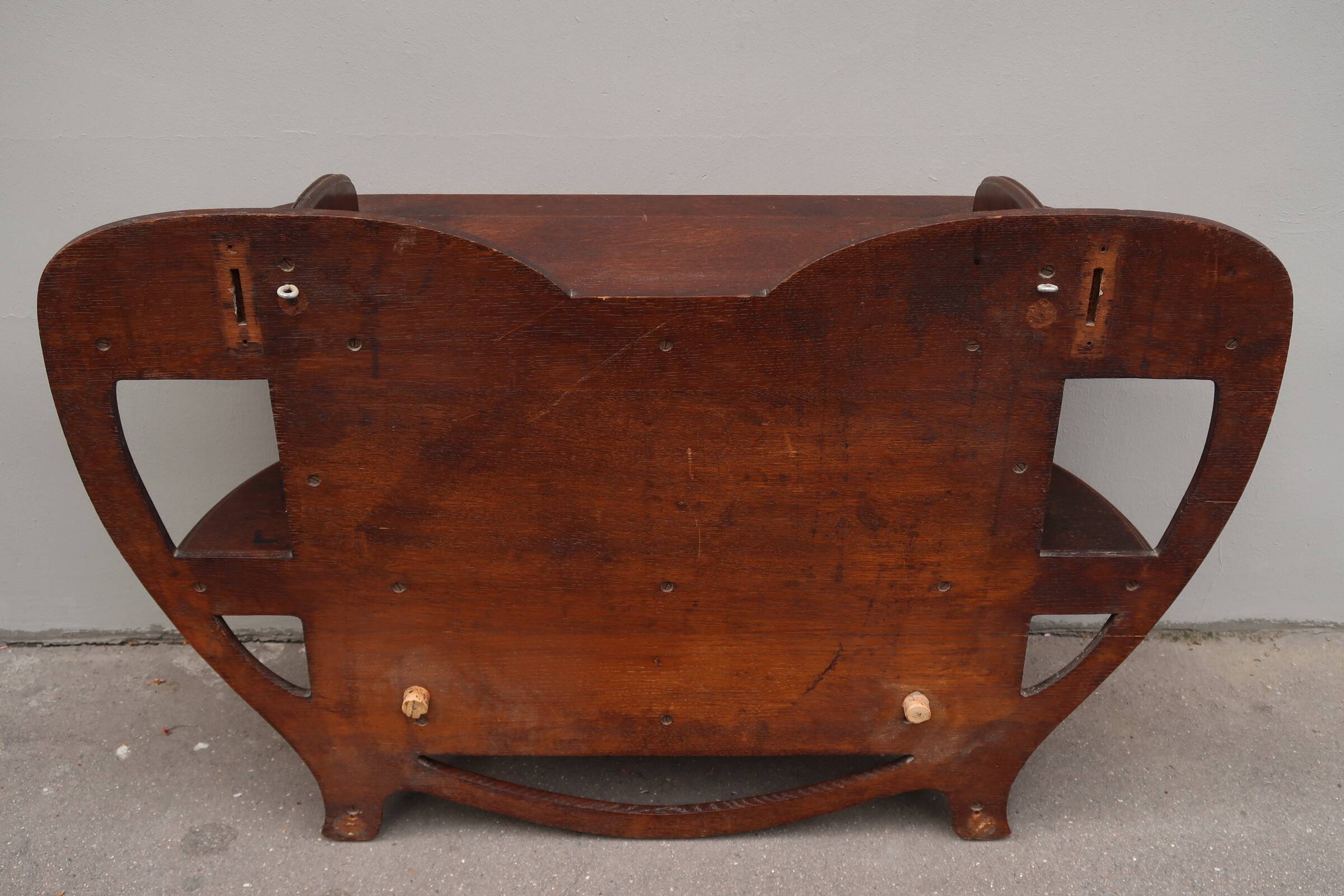 Large shelf 1900 Art Nouveau in solid oak