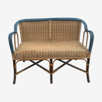 Wicker bench 2 seats 40s