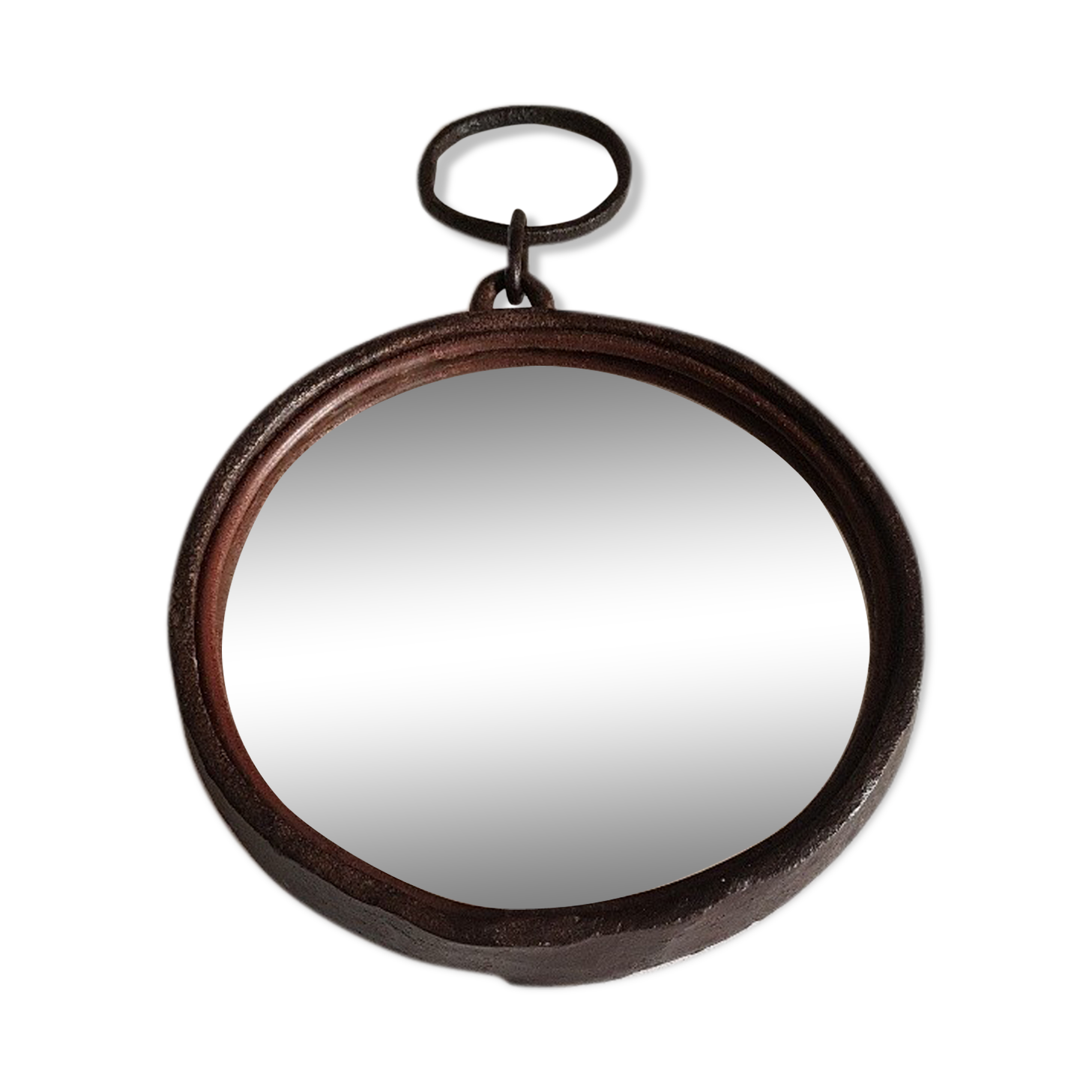 Round wrought iron mirror in the 1950s - 21cm