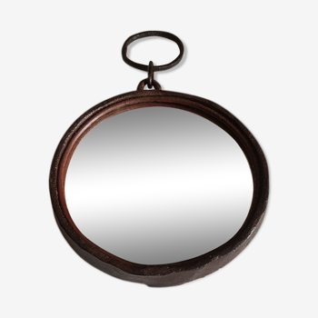 Round wrought iron mirror in the 1950s - 21cm