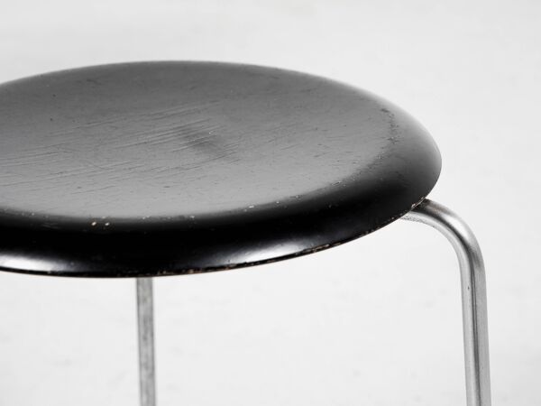 Ensemble vintage de 6 tabourets Dot en noir par Arne Jacobsen pour Fritz Hansen, 1964