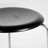 Midcentury set of 6 Dot stools in black by Arne Jacobsen for Fritz Hansen, 1964