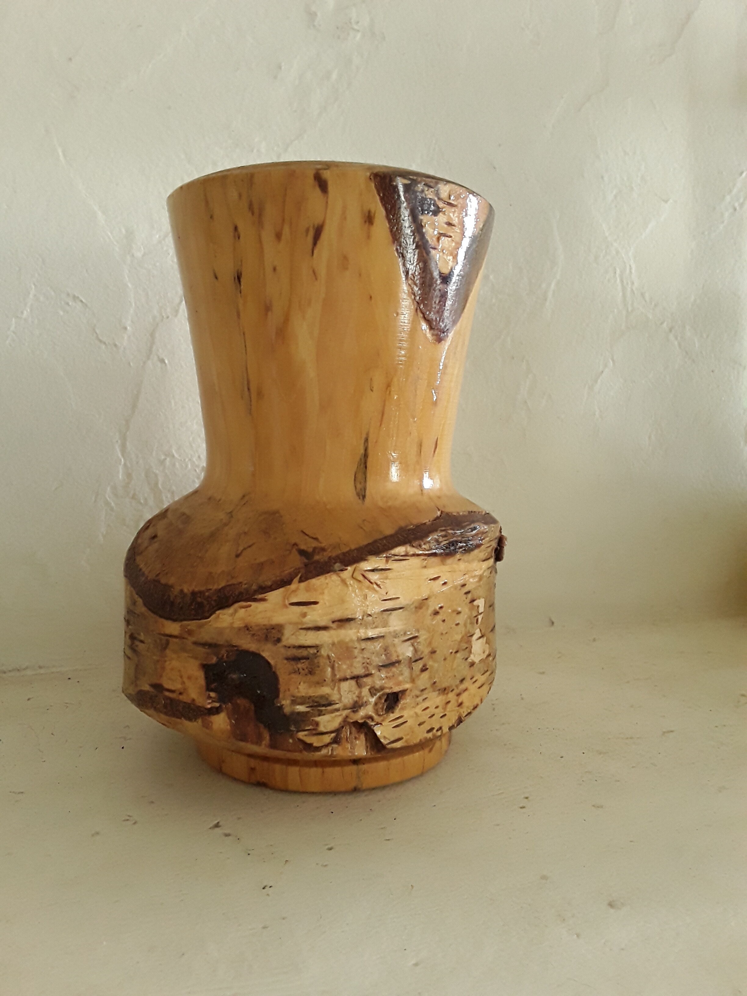 Vase wood art brut 1970