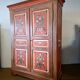 Hand-painted Alsatian wardrobe with floral decoration, 19th century.