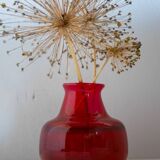 Scandinavian Mid-Century Modern Red Glass Vase by Erik Höglund