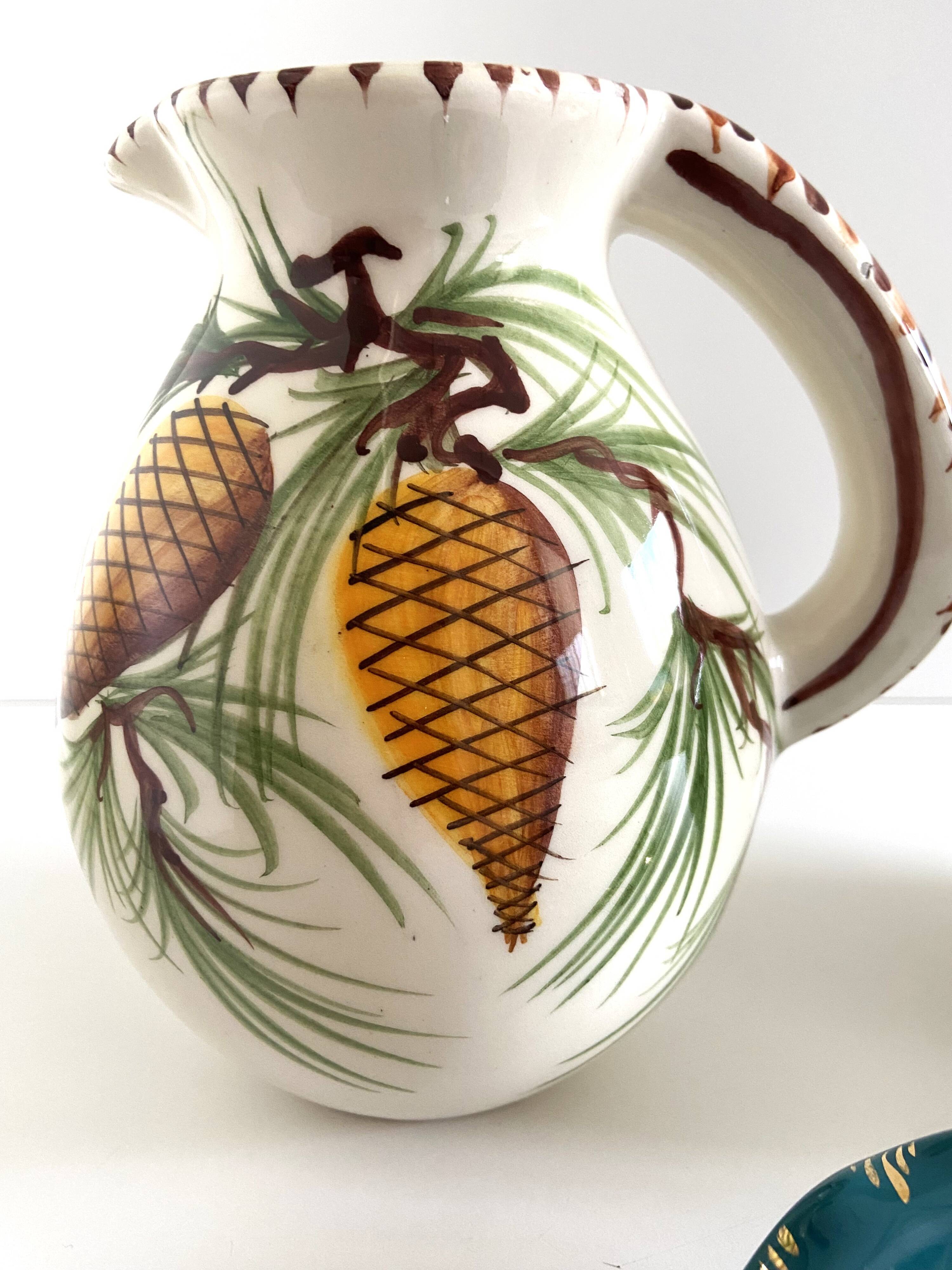 Marseille ceramic lot "alamar" pitcher jug pourer + ashtray pocket emptyer