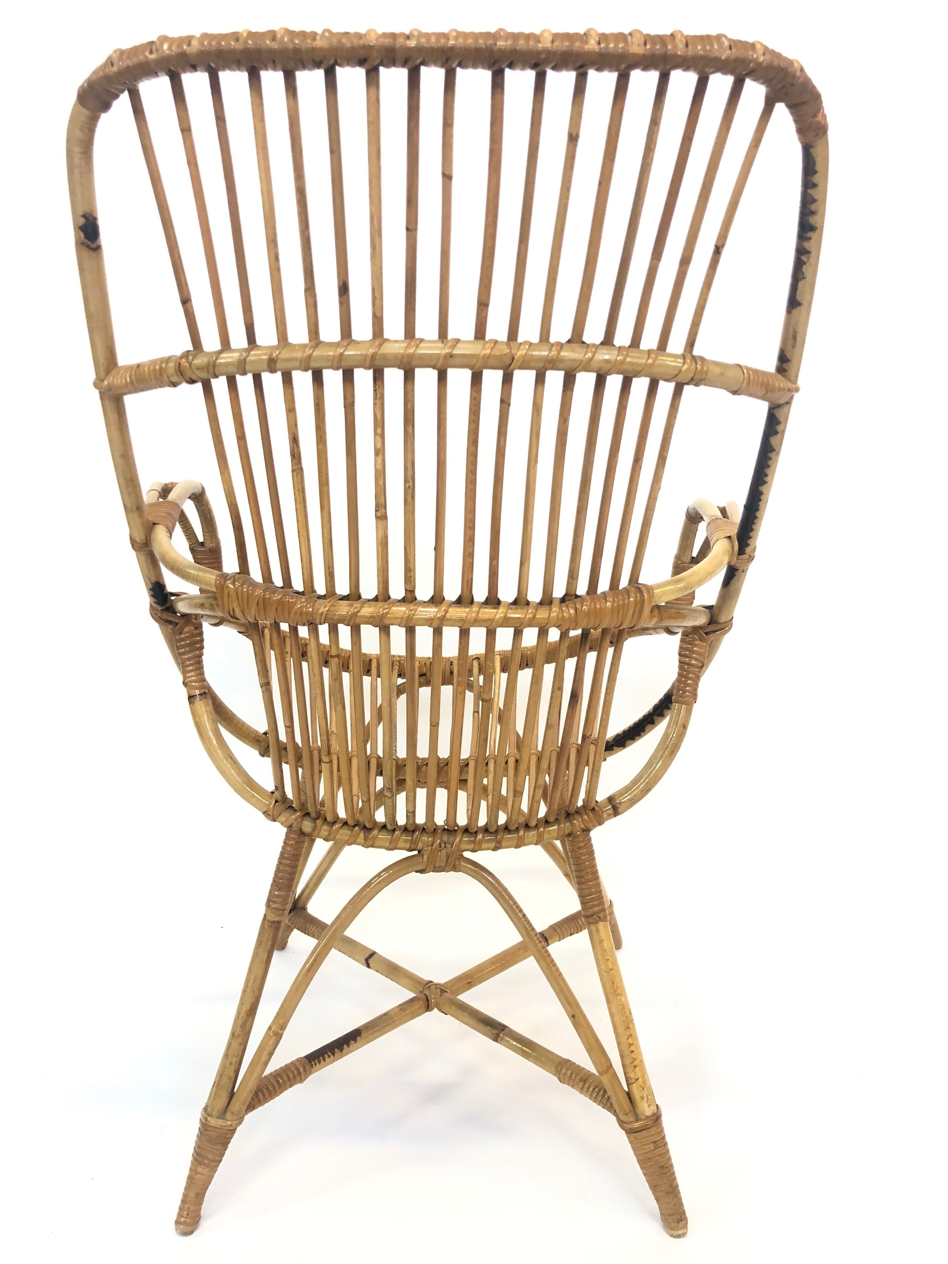 Van Rohe Noordwolde rattan chair, 1960s