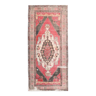 Tapis laine rouge & beige 140x301cm