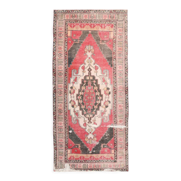 4x10 red & beige wool vintage rug 140x301cm