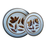 Longchamp stoneware chocolate flower plate duo