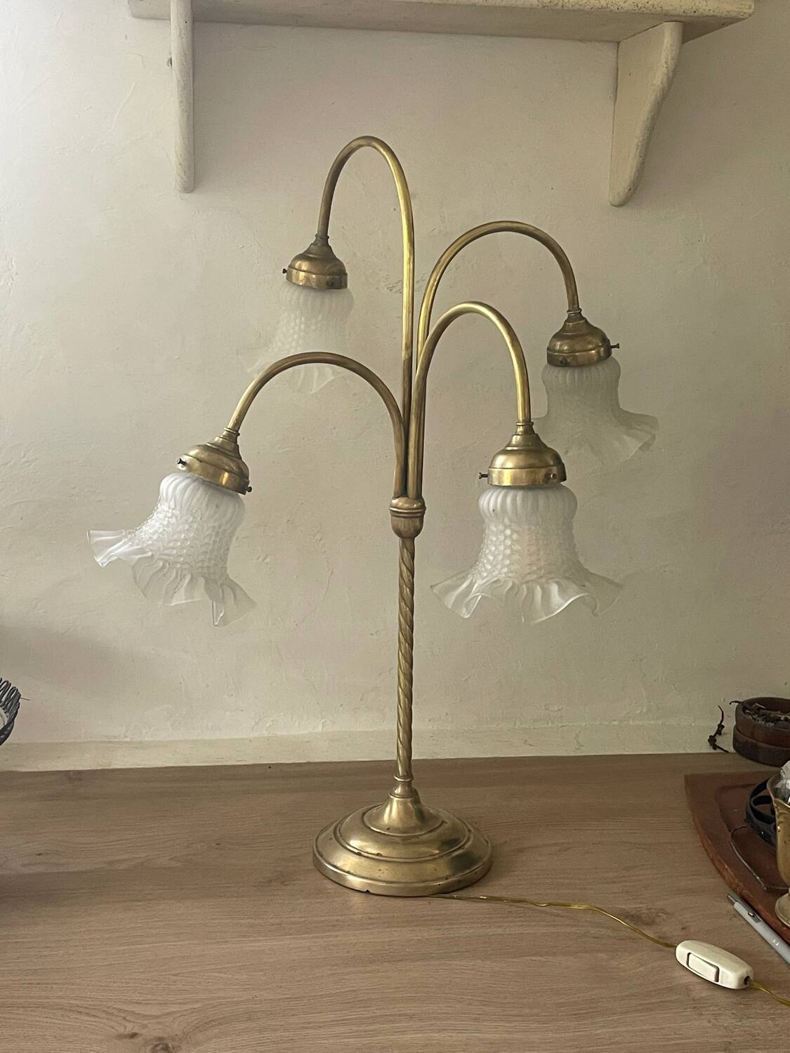 Vintage 4-light brass lamp