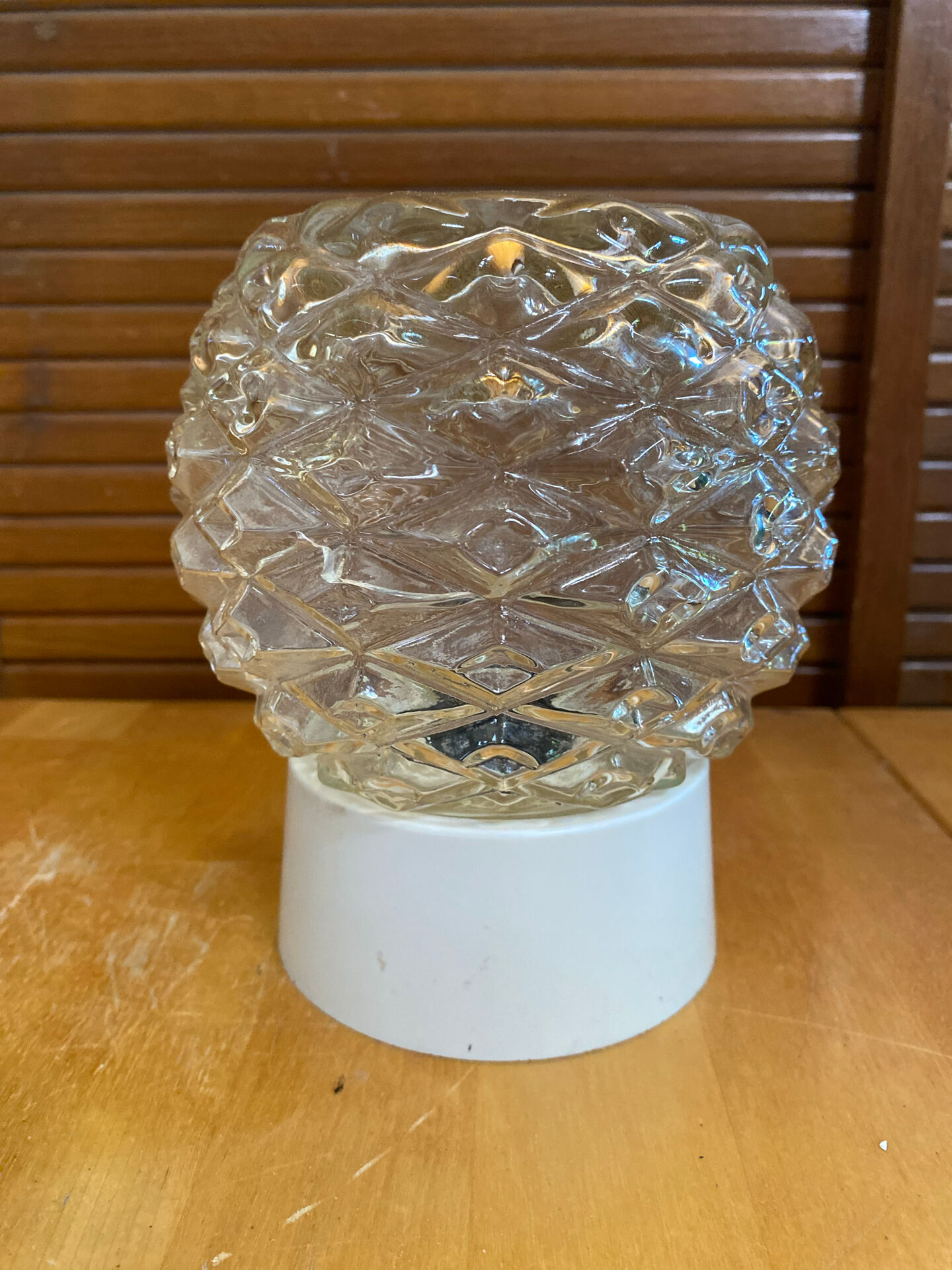 Vintage corodex ceiling light moulded glass + white bakelite support