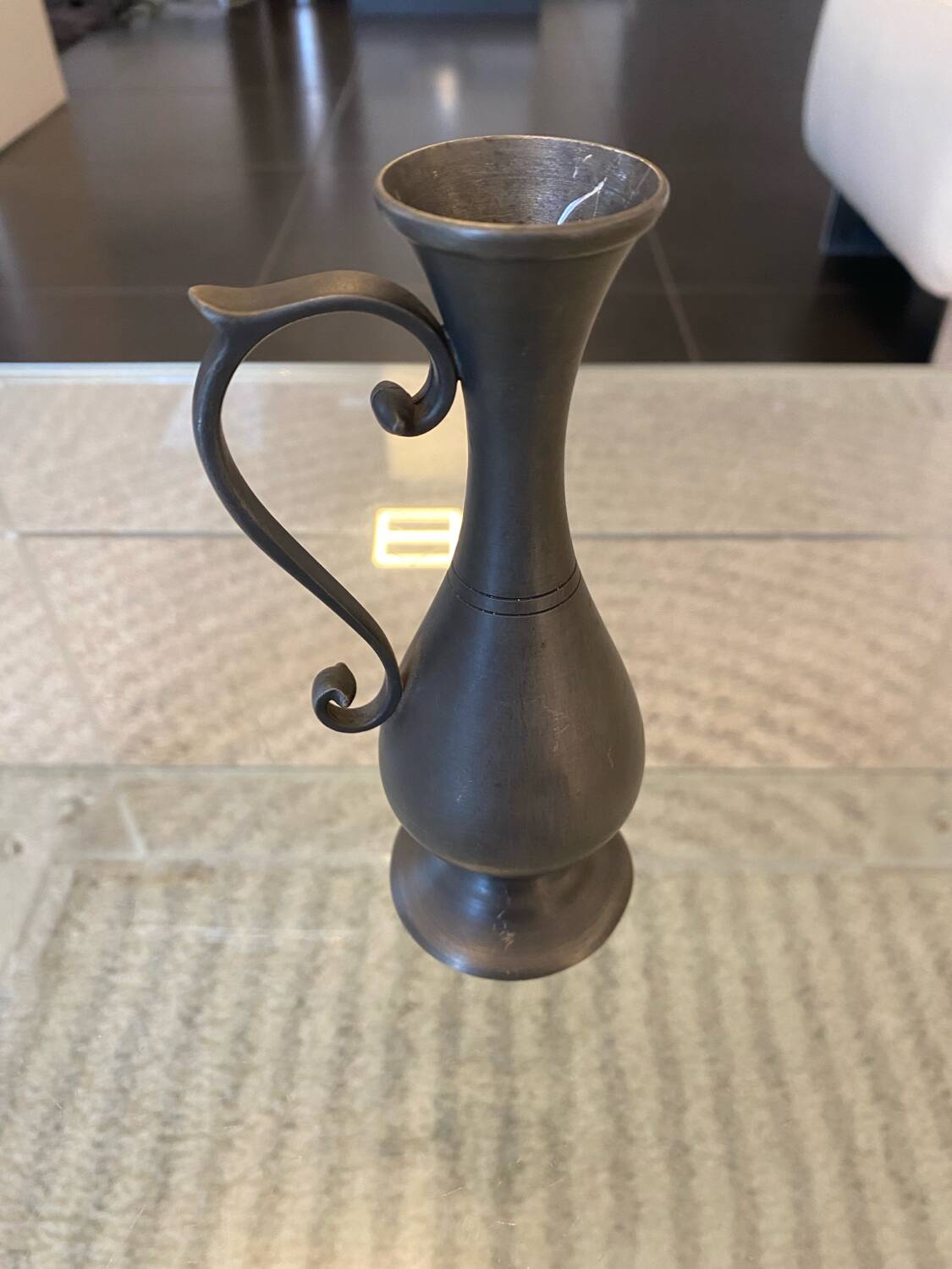 Small pewter soliflore vase