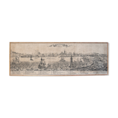 Serigraphy on canvas of Barcelona vintage reproduction of an engraving of the eighteenth century