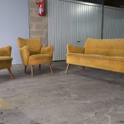 Set of lounge couch sofa 2 chairs 50s vintage