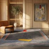 Tisca modernist hand-tufted wool rug France 1980s