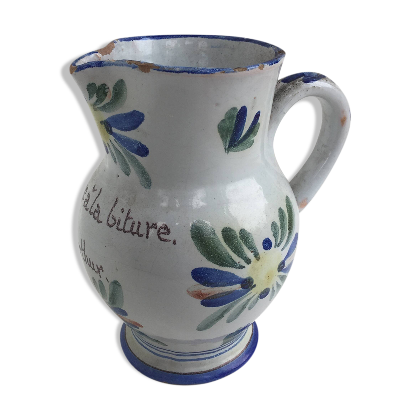 Old earthenware pitcher Beware at the Arthur biture