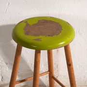 Antique wooden stool with a round seat – Central Europe, circa 1950