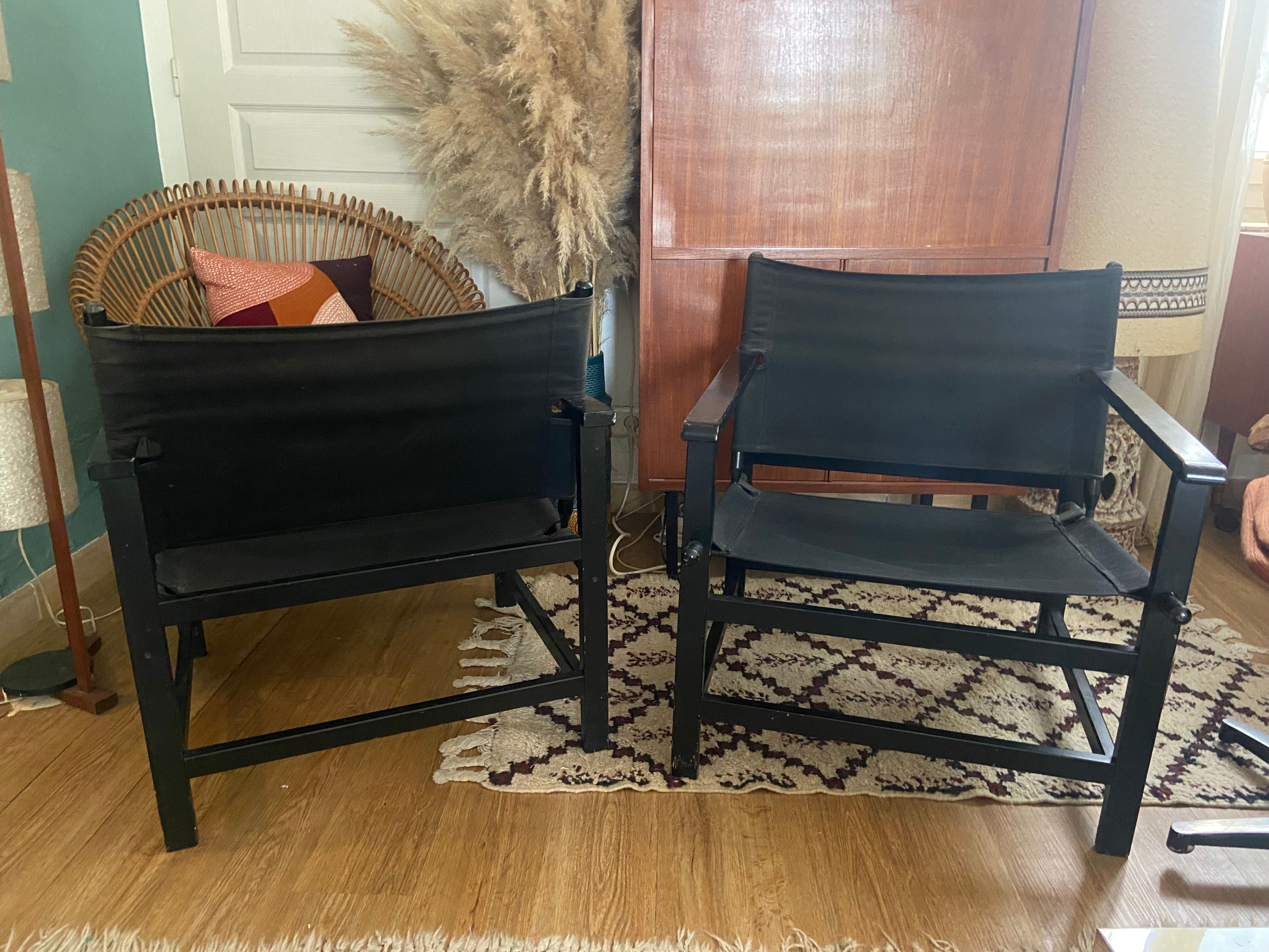 Pair of vintage Safari armchairs