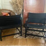 Paire de fauteuils Safari  vintage