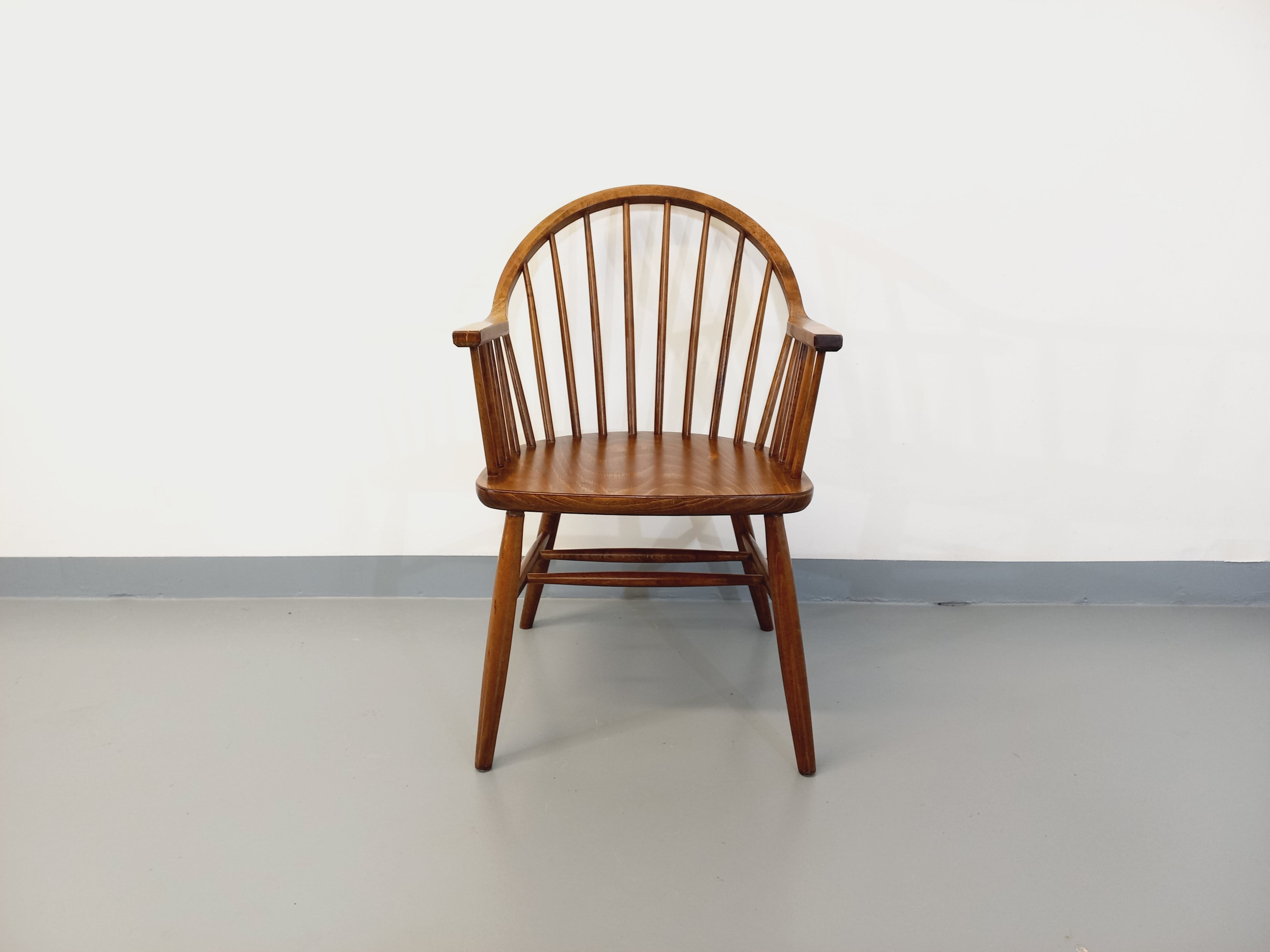 Baumann vintage Bridge Western fan armchair in wood from the 70s