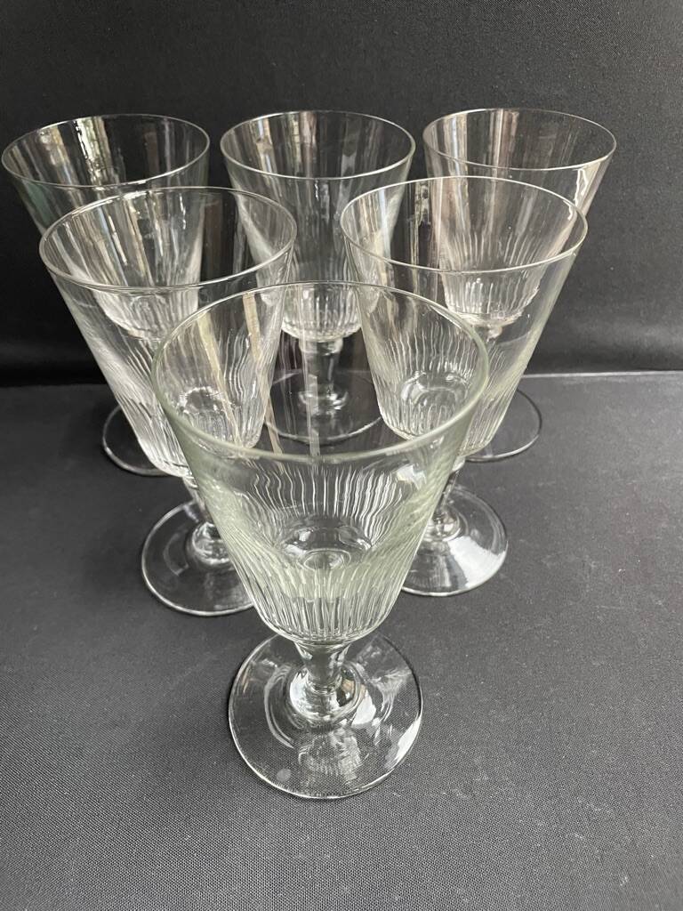 6 large blown and cut glasses from the 19th century
