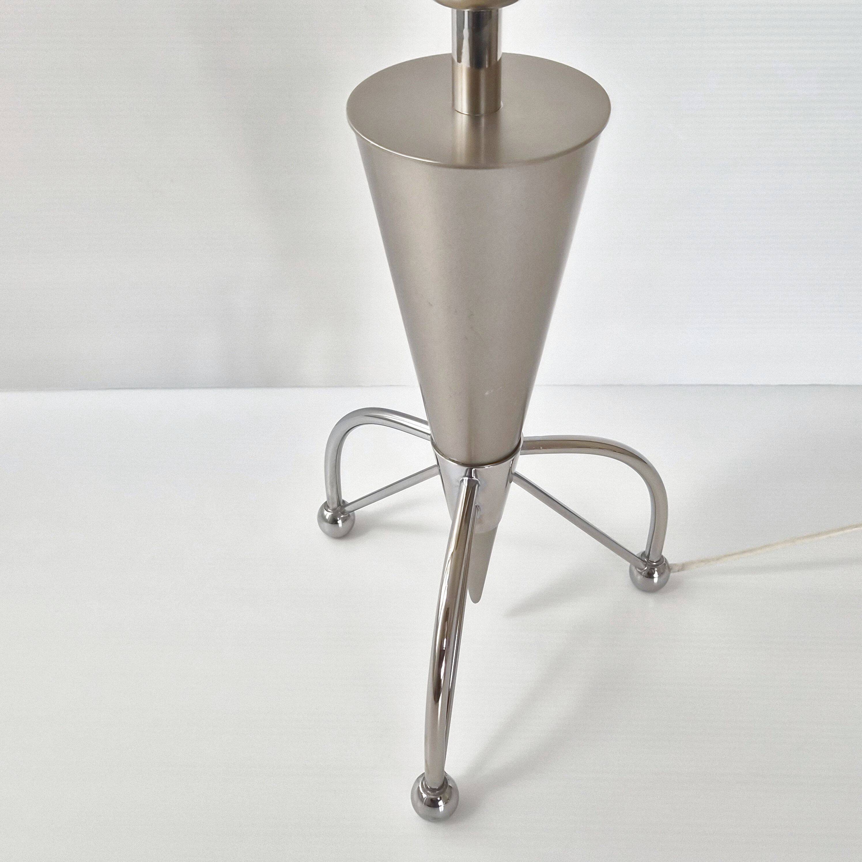 Vintage 1980 Tripod Flare Lamp in Chrome Steel & Brushed 80s Retro 1980s
