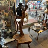 Vintage solid olive wood brutalizer floor lamp