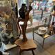 Vintage solid olive wood brutalizer floor lamp