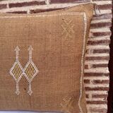 Handmade Moroccan silk cushion cover, cactus pattern