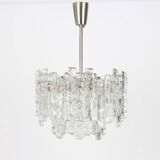 1 of 2 large ice glass chandeliers by Murano, Kalmar, Austria, 1960s