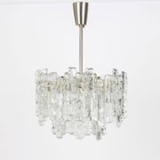 1 of 2 large ice glass chandeliers by Murano, Kalmar, Austria, 1960s