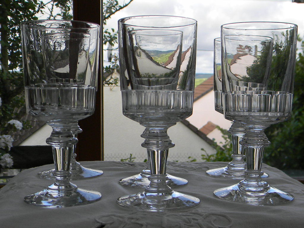Set of 6 antique glass port glasses or aperitif Mirabeau style