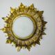 Sun wall lamp by ferro arte, metal and gold leaf, Spain, 1960