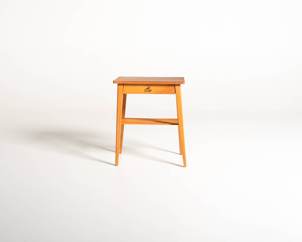 Scandinavian Birch Bedside Table, 1950s