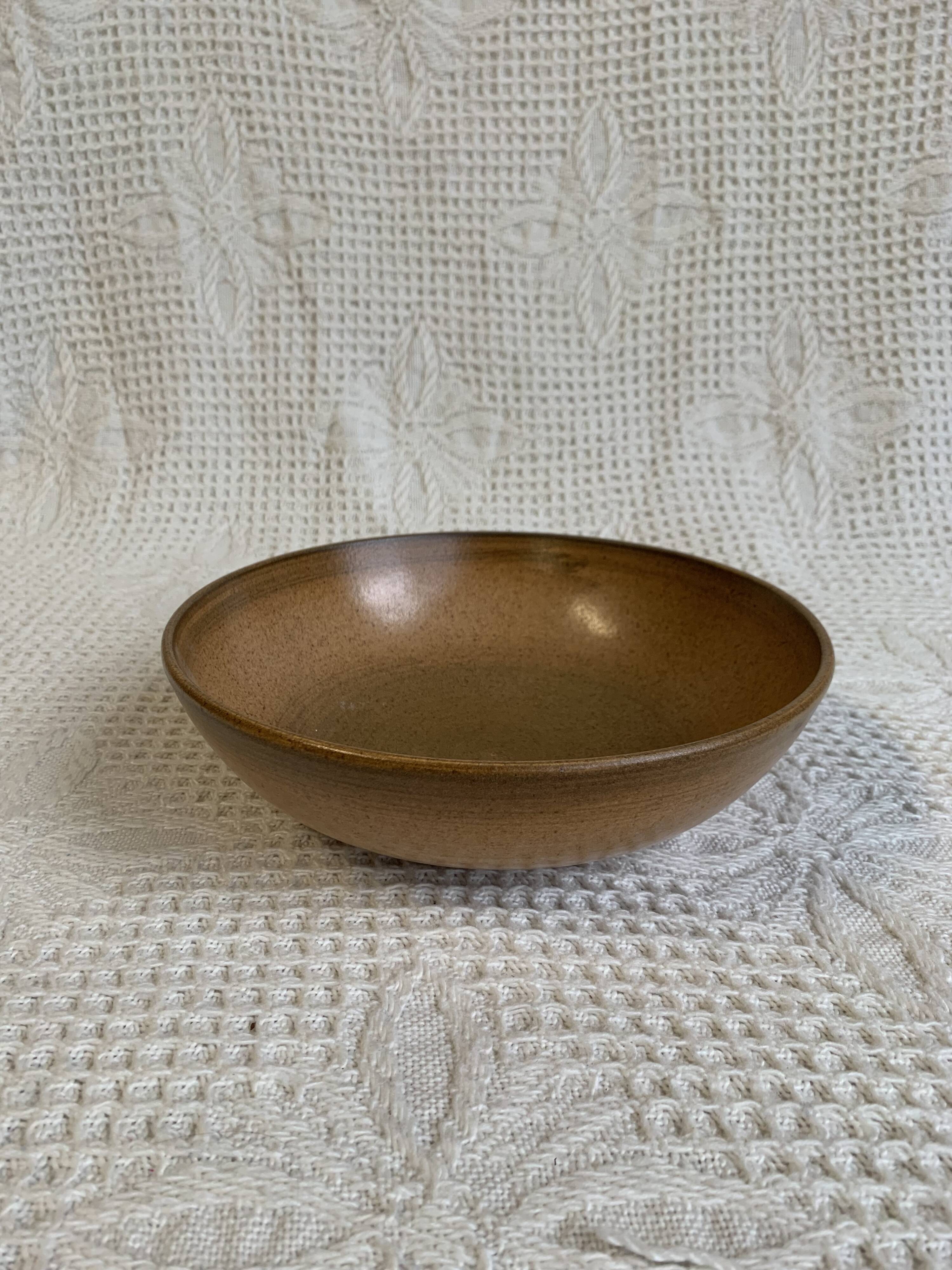 Longchamp glazed stoneware salad bowl, dating from the 1970s, in brown tones