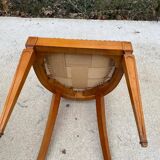 5 Louis XVI chairs in solid wood and beige tiled suede