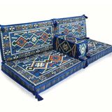 Anatolian Floor Couch, Blue Floor Sofa, Arabic Majlis Seating