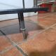 Vintage coffee table from the 1960s, glass, faux leather, brass.