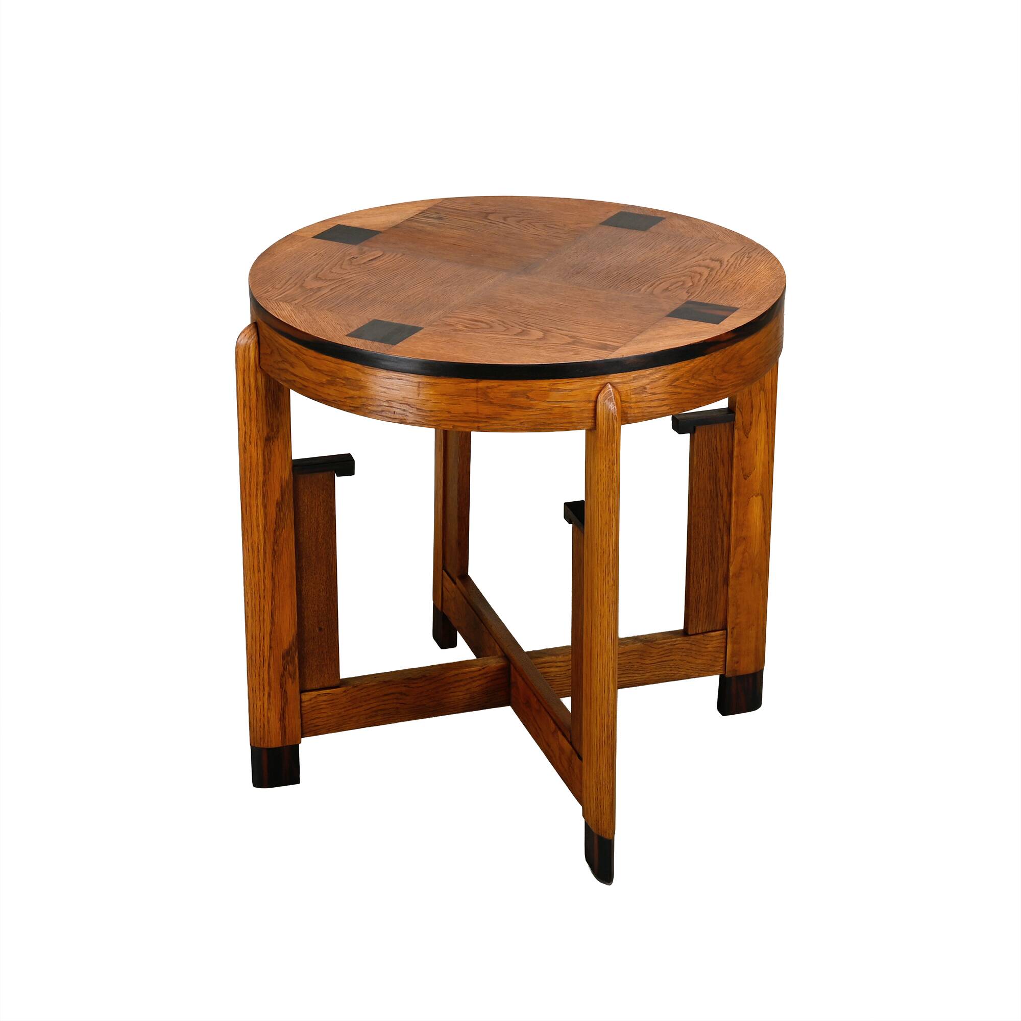 Dutch Art Deco Modernist Amsterdam School side table in Oak